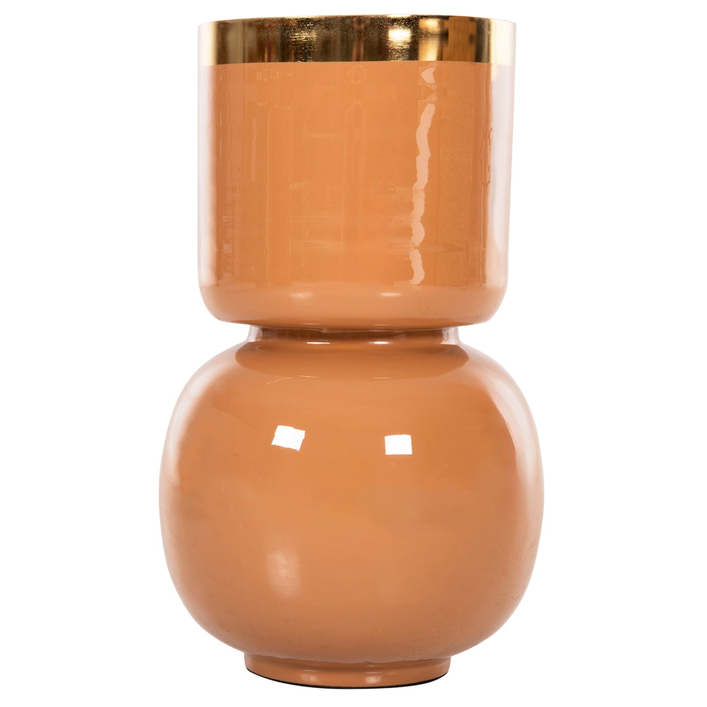 Table Vase Lingon Hm4233.09 Metal In Salmon-gold Φ21x37,5hcm.