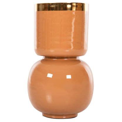 Table Vase Lingon Hm4233.09 Metal In Salmon-gold Φ21x37,5hcm.