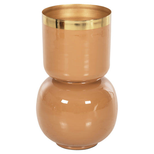 Table Vase Lingon Hm4233.09 Metal In Salmon-gold Φ21x37,5hcm.
