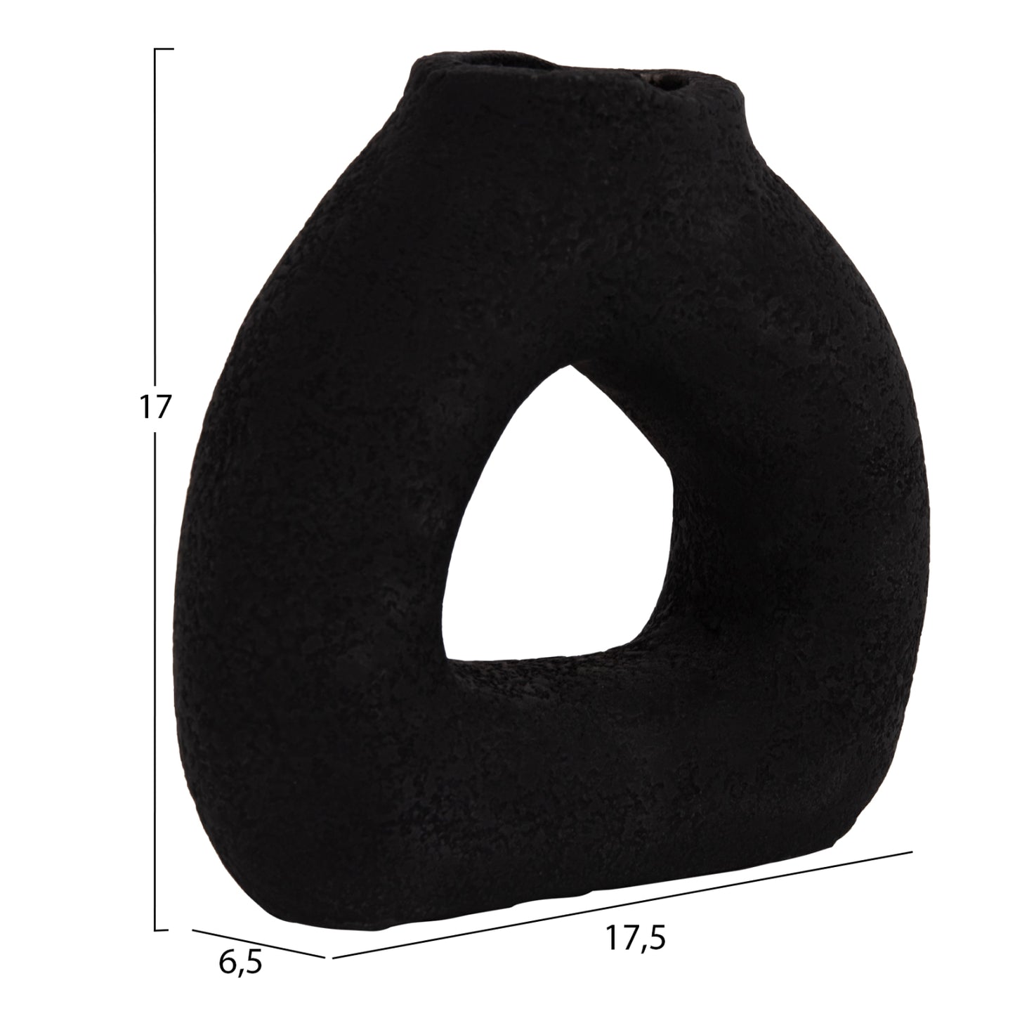Table Decorative Vase Decant Hm4667.01s Terracota In Black--17.5x6.5x17hcm.