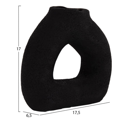 Table Decorative Vase Decant Hm4667.01s Terracota In Black--17.5x6.5x17hcm.