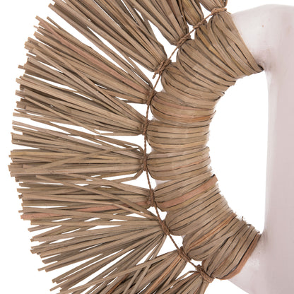 Decorative Table Vase Alica Hm4668.02s Terracota In White Color & Grass--55x19x34hcm.