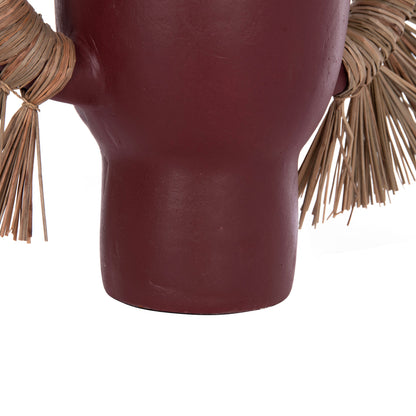Decorative Table Vase Alica Hm4668.06l Terracota In Maroon Color & Grass--64x22x38hcm.