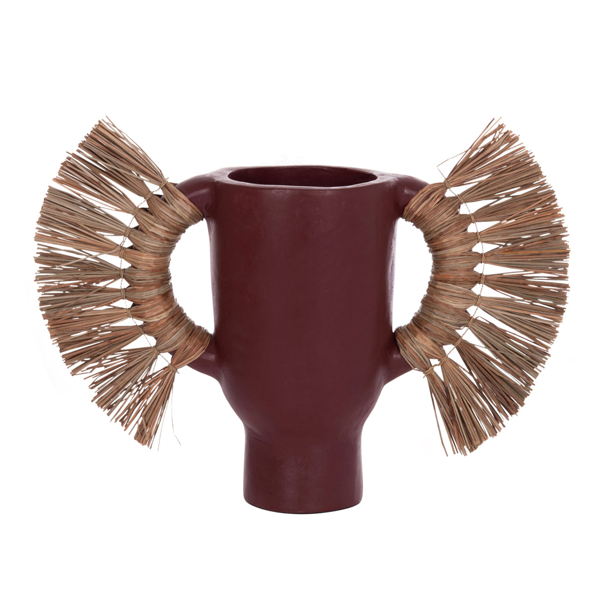 Decorative Table Vase Alica Hm4668.06s Terracota In Maroon Color & Grass--55x19x34hcm.