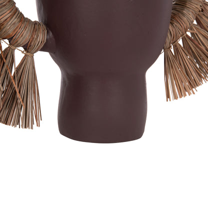 Decorative Table Vase Alica Hm4668.07l Terracota In Chocolate Color & Grass--64x22x38hcm.