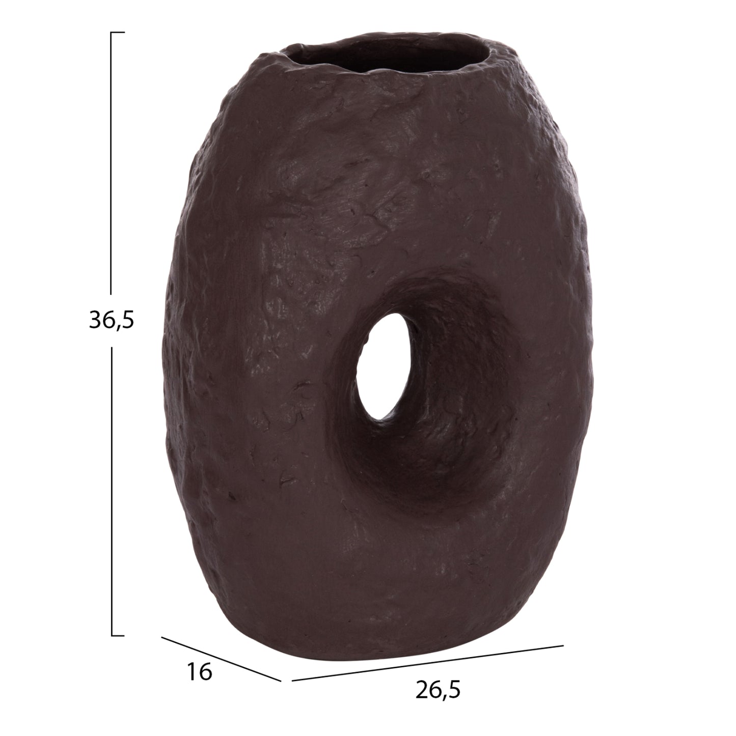 Decorative Table Vase Namentis Hm4673.07l Terracota In Chocolate Color--26.5x16x36.5hcm.