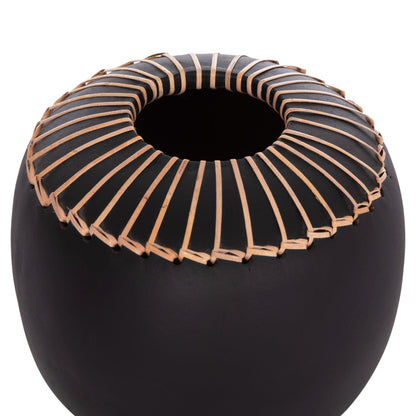 Decorative Table Vase Lennox Hm4675.01l Terracota In Black--Φ22x20hcm.
