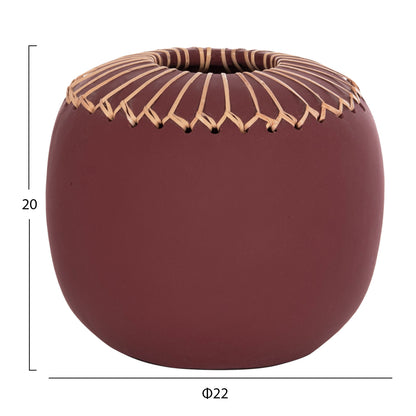 Decorative Table Vase Lennox Hm4675.06l Terracota In Maroon Red--Φ22x20hcm.