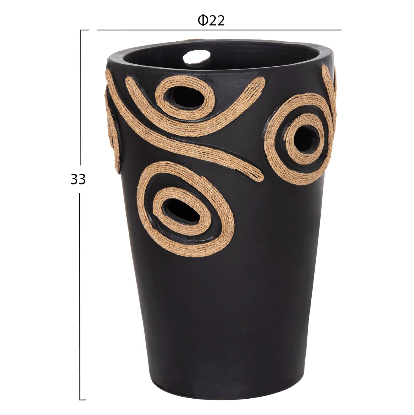 Table Decorative Vase Dean Hm4677.01l Terracota In Black--Φ22x33hcm.