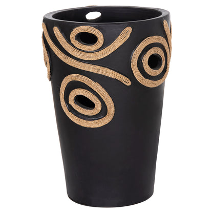 Table Decorative Vase Dean Hm4677.01l Terracota In Black--Φ22x33hcm.