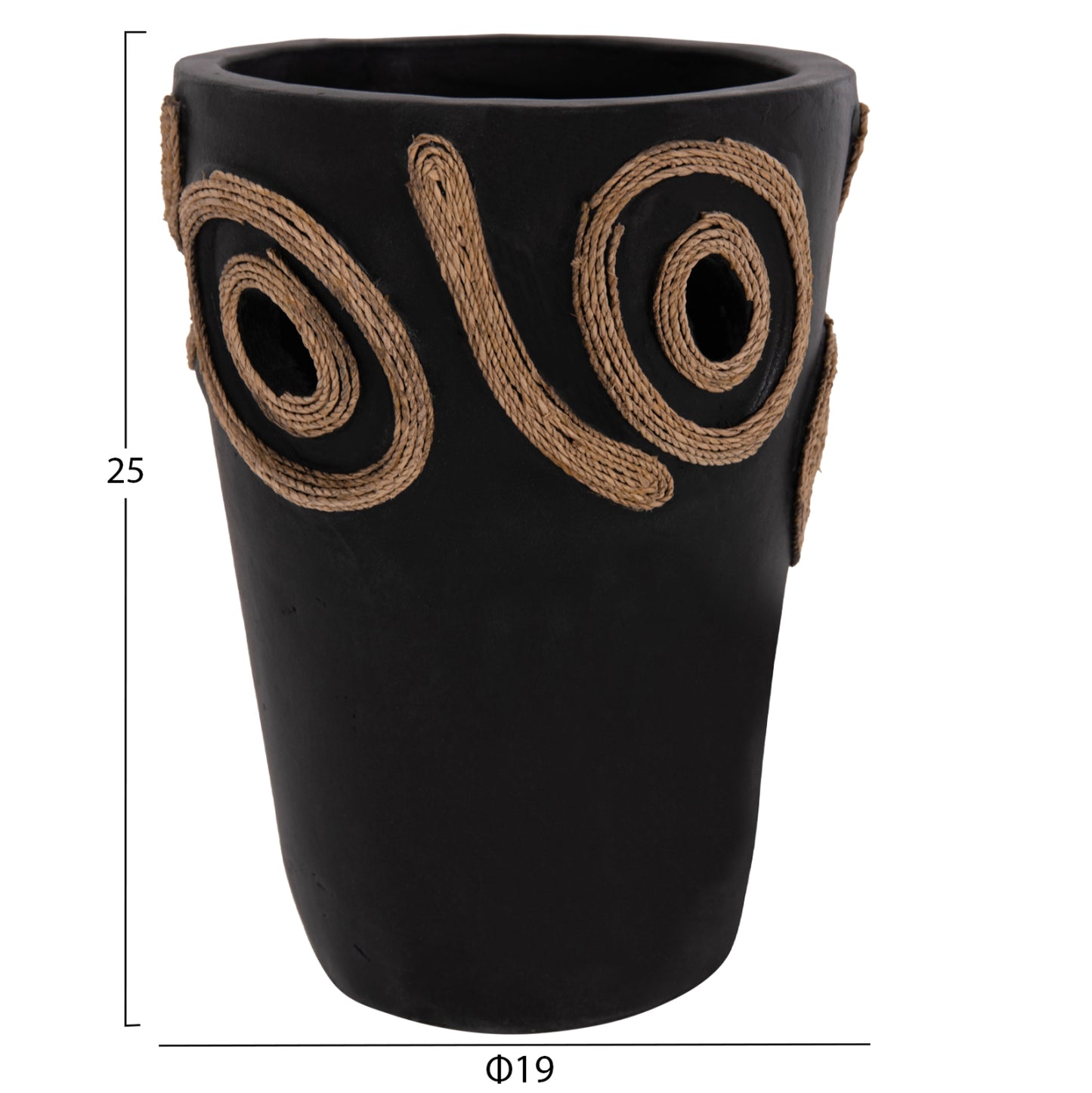 Table Decorative Vase Dean Hm4677.01s Terracota In Black--Φ19x25hcm.