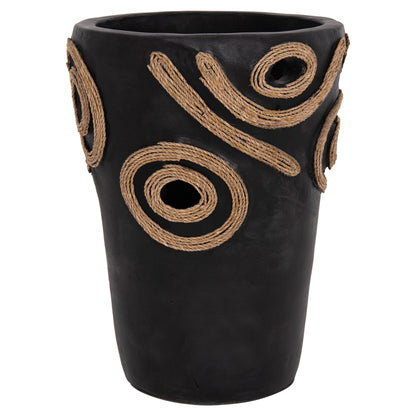 Table Decorative Vase Dean Hm4677.01s Terracota In Black--Φ19x25hcm.