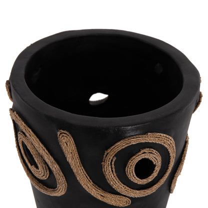 Table Decorative Vase Dean Hm4677.01s Terracota In Black--Φ19x25hcm.