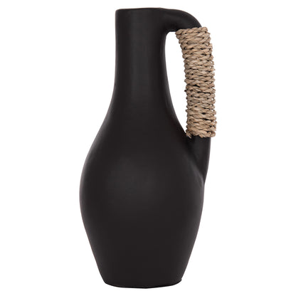 Table Decorative Vase Cammer Hm4687.01l Terracota In Black--Φ18x39hcm.