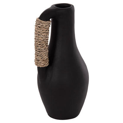 Table Decorative Vase Cammer Hm4687.01l Terracota In Black--Φ18x39hcm.