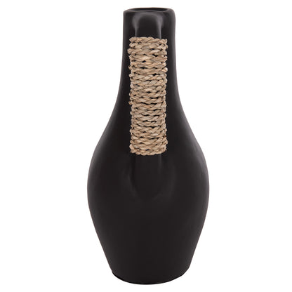 Table Decorative Vase Cammer Hm4687.01l Terracota In Black--Φ18x39hcm.