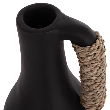 Table Decorative Vase Cammer Hm4687.01l Terracota In Black--Φ18x39hcm.