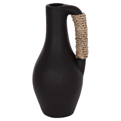Table Decorative Vase Cammer Hm4687.01l Terracota In Black--Φ18x39hcm.