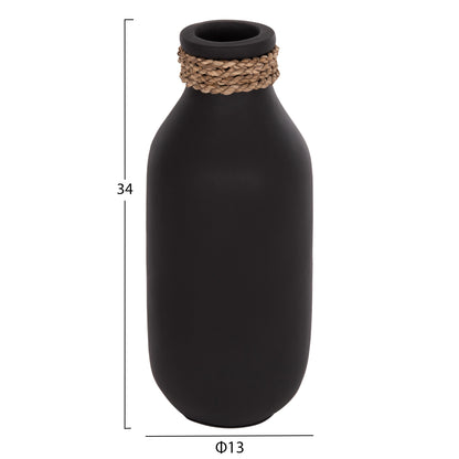 Table Decorative Vase Cammer Hm4687.01m Terracota In Black--Φ13x34hcm.
