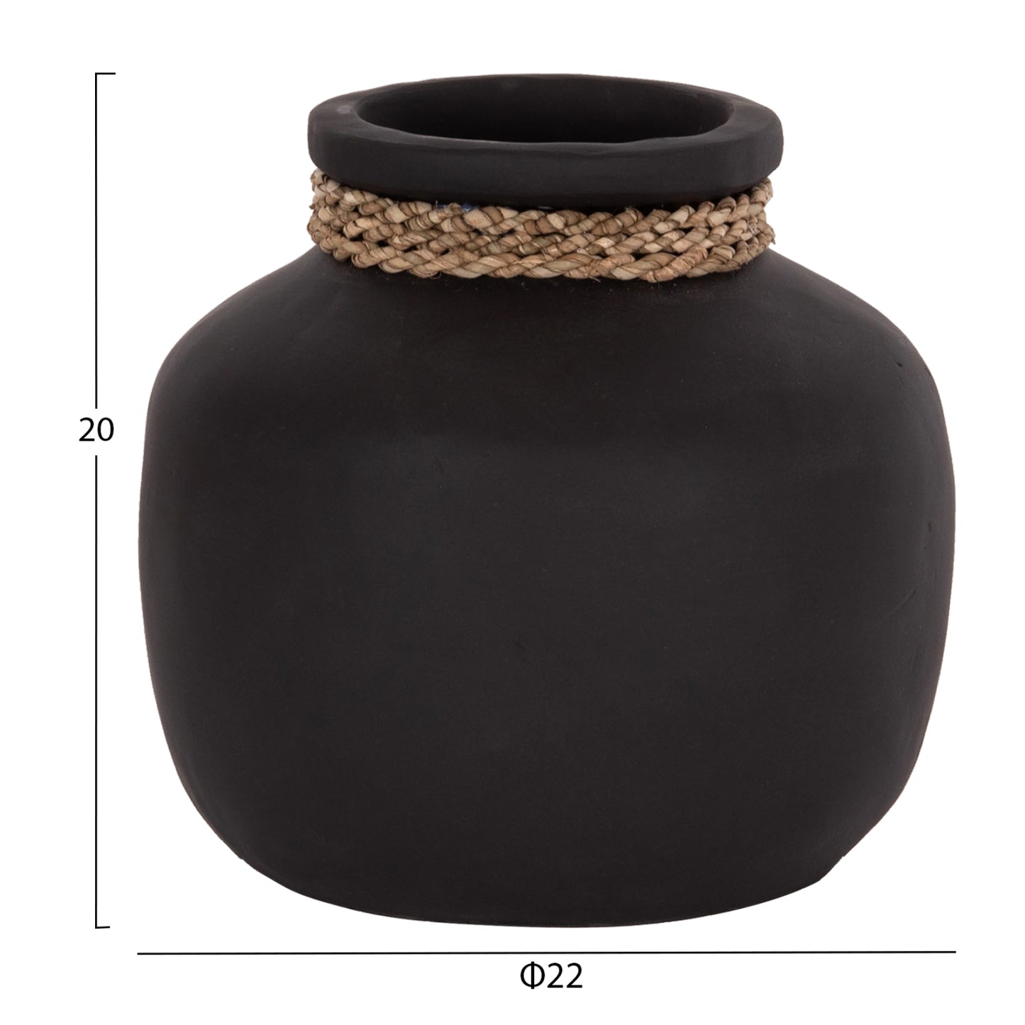 Table Decorative Vase Cammer Hm4687.01s Terracota In Black--Φ22x20hcm.