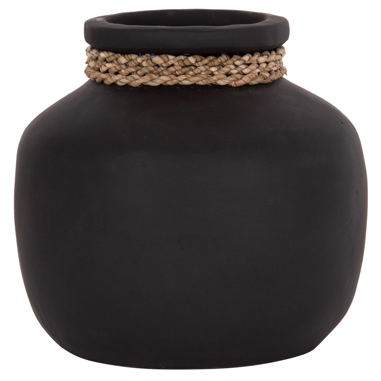 Table Decorative Vase Cammer Hm4687.01s Terracota In Black--Φ22x20hcm.
