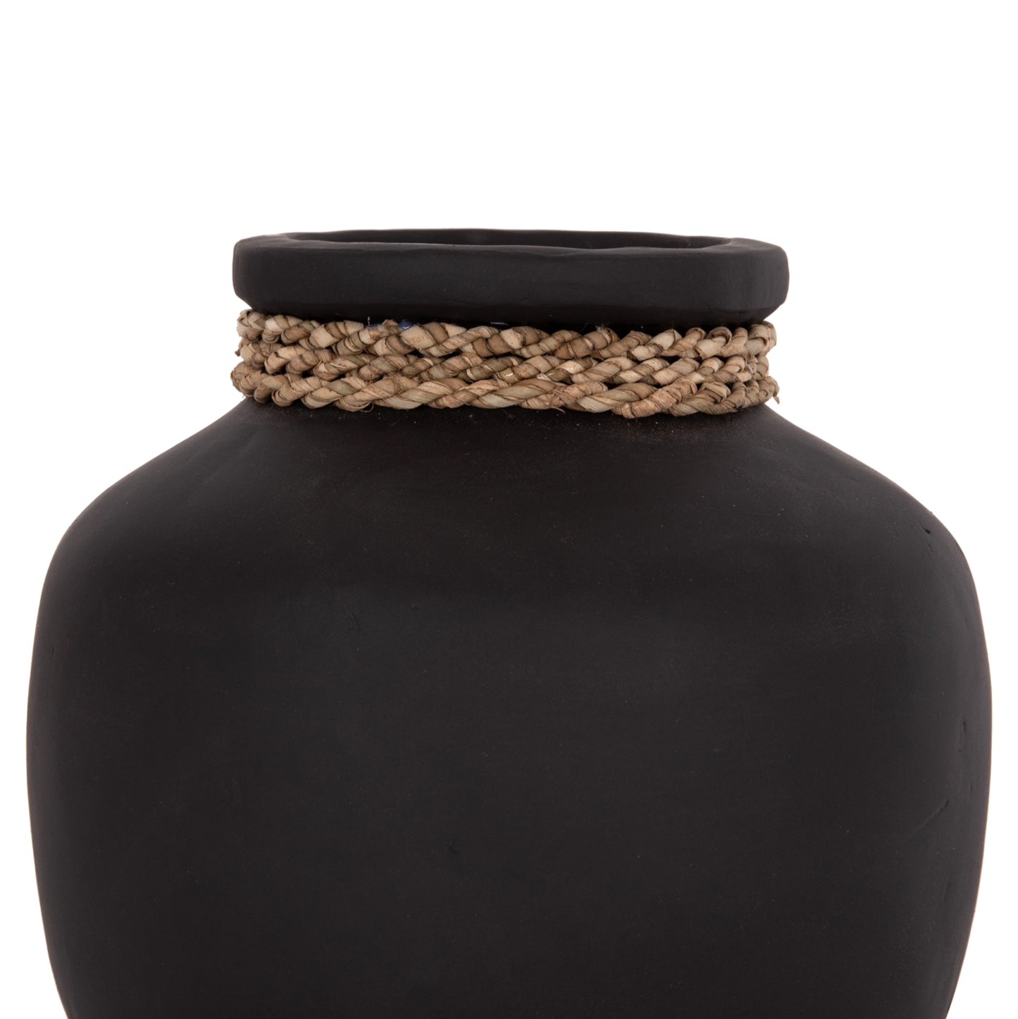 Table Decorative Vase Cammer Hm4687.01s Terracota In Black--Φ22x20hcm.