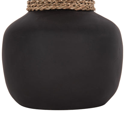 Table Decorative Vase Cammer Hm4687.01s Terracota In Black--Φ22x20hcm.