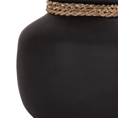 Table Decorative Vase Cammer Hm4687.01s Terracota In Black--Φ22x20hcm.
