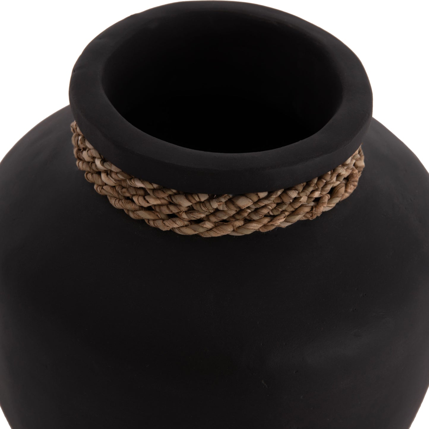 Table Decorative Vase Cammer Hm4687.01s Terracota In Black--Φ22x20hcm.