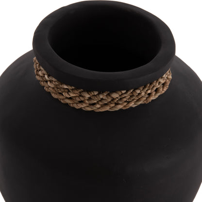 Table Decorative Vase Cammer Hm4687.01s Terracota In Black--Φ22x20hcm.