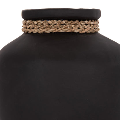 Table Decorative Vase Cammer Hm4687.01s Terracota In Black--Φ22x20hcm.