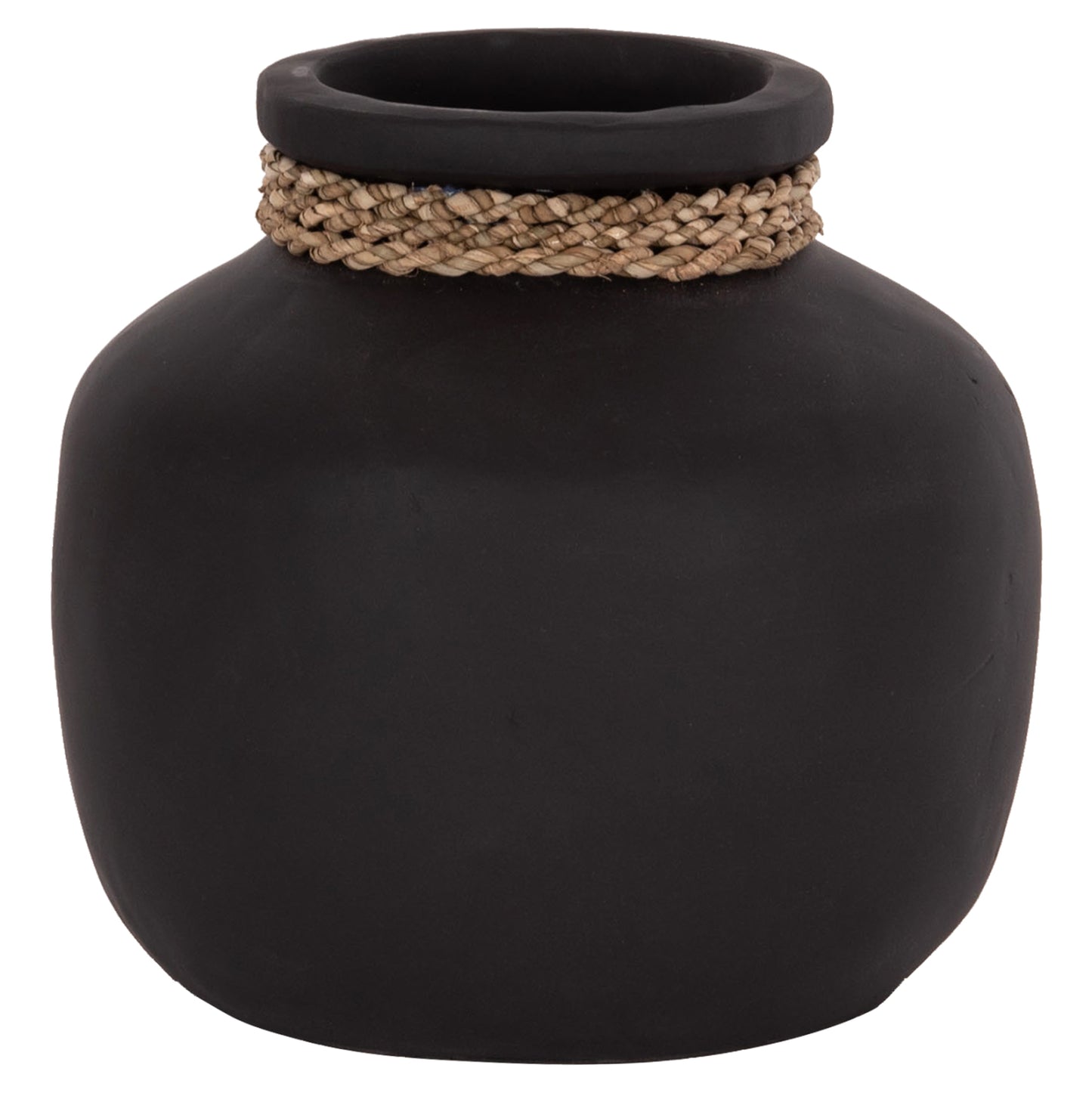 Table Decorative Vase Cammer Hm4687.01s Terracota In Black--Φ22x20hcm.