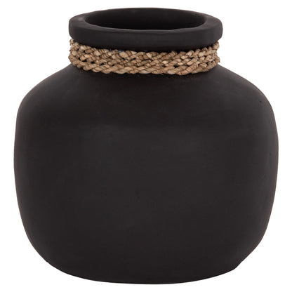 Table Decorative Vase Cammer Hm4687.01s Terracota In Black--Φ22x20hcm.