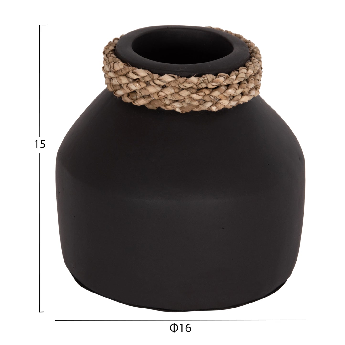 Table Decorative Vase Cammer Hm4687.01xs Terracota In Black--Φ16x15hcm.