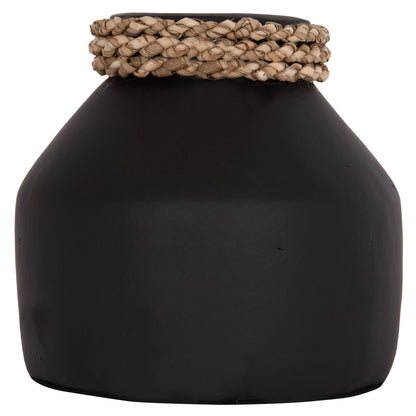 Table Decorative Vase Cammer Hm4687.01xs Terracota In Black--Φ16x15hcm.