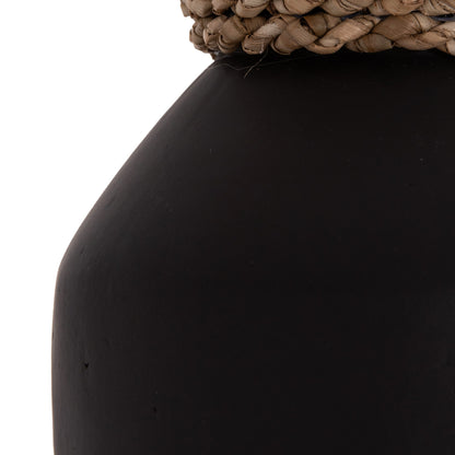 Table Decorative Vase Cammer Hm4687.01xs Terracota In Black--Φ16x15hcm.