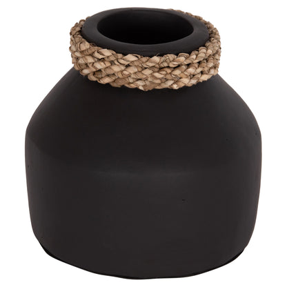 Table Decorative Vase Cammer Hm4687.01xs Terracota In Black--Φ16x15hcm.