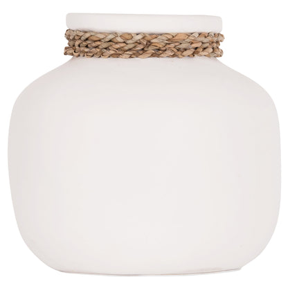 Table Decorative Vase Cammer Hm4687.02s Terracota In White--Φ22x20hcm.