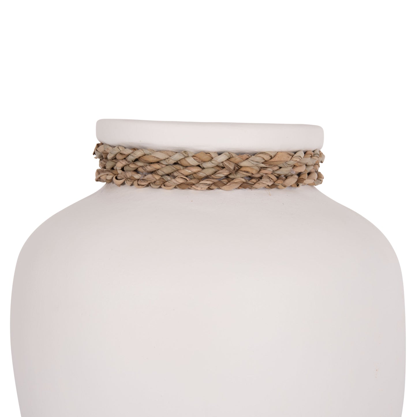 Table Decorative Vase Cammer Hm4687.02s Terracota In White--Φ22x20hcm.