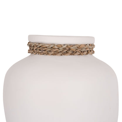 Table Decorative Vase Cammer Hm4687.02s Terracota In White--Φ22x20hcm.