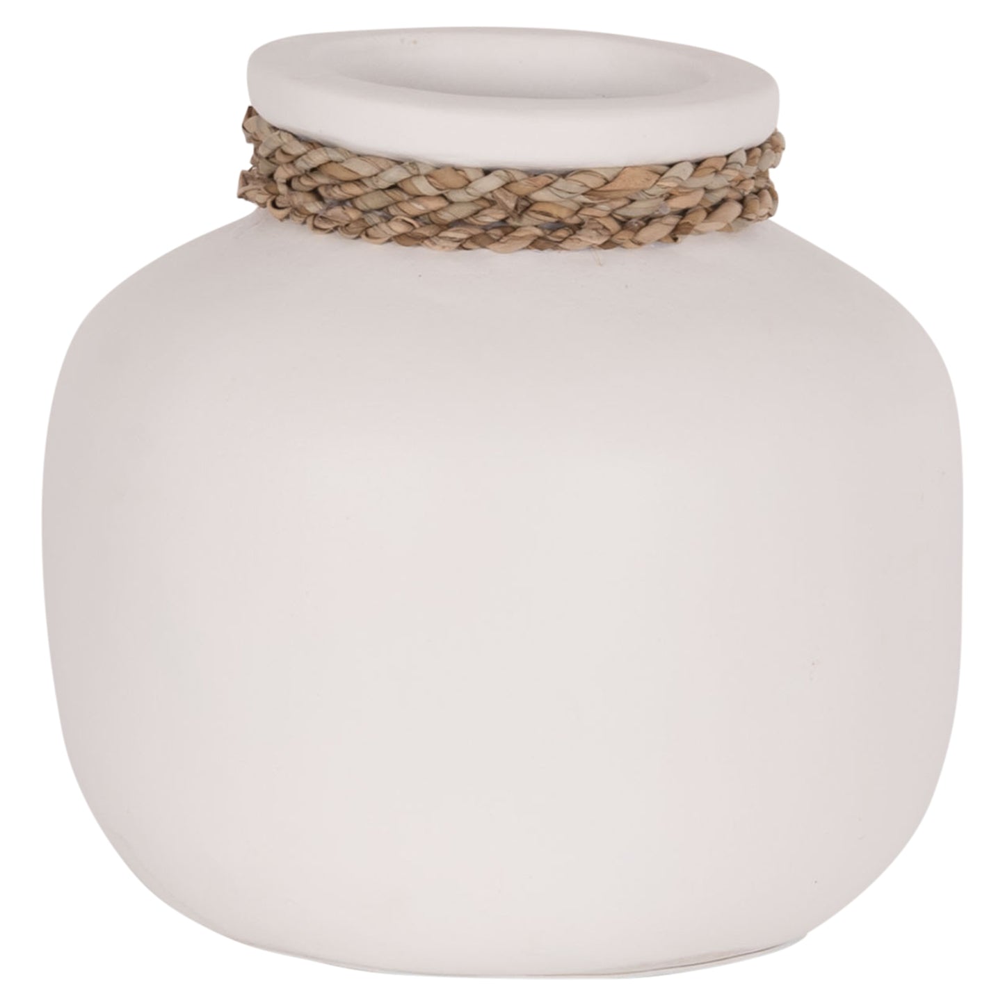 Table Decorative Vase Cammer Hm4687.02s Terracota In White--Φ22x20hcm.