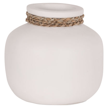 Table Decorative Vase Cammer Hm4687.02s Terracota In White--Φ22x20hcm.