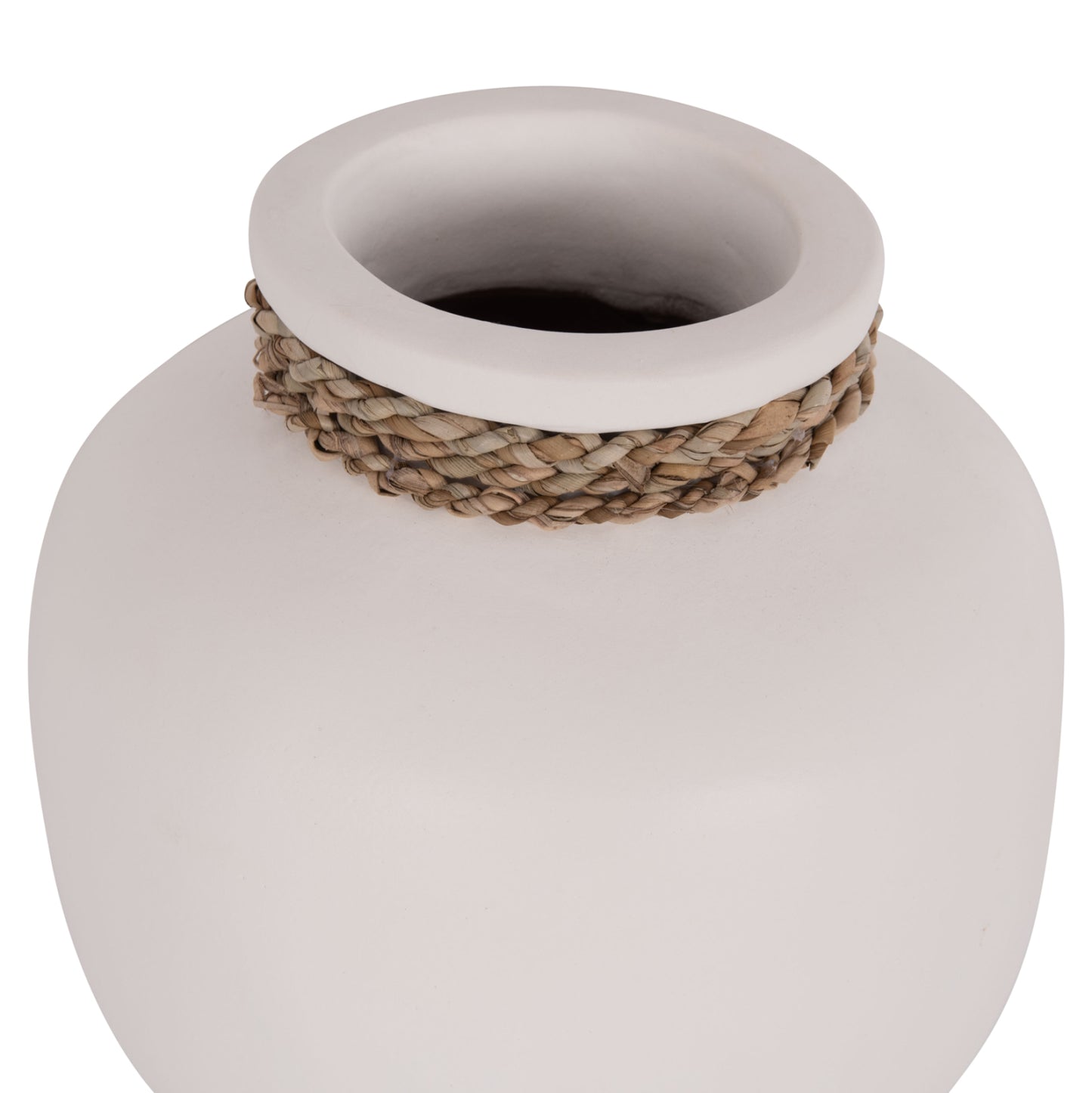 Table Decorative Vase Cammer Hm4687.02s Terracota In White--Φ22x20hcm.