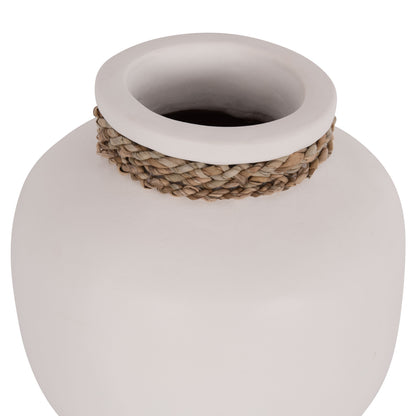 Table Decorative Vase Cammer Hm4687.02s Terracota In White--Φ22x20hcm.
