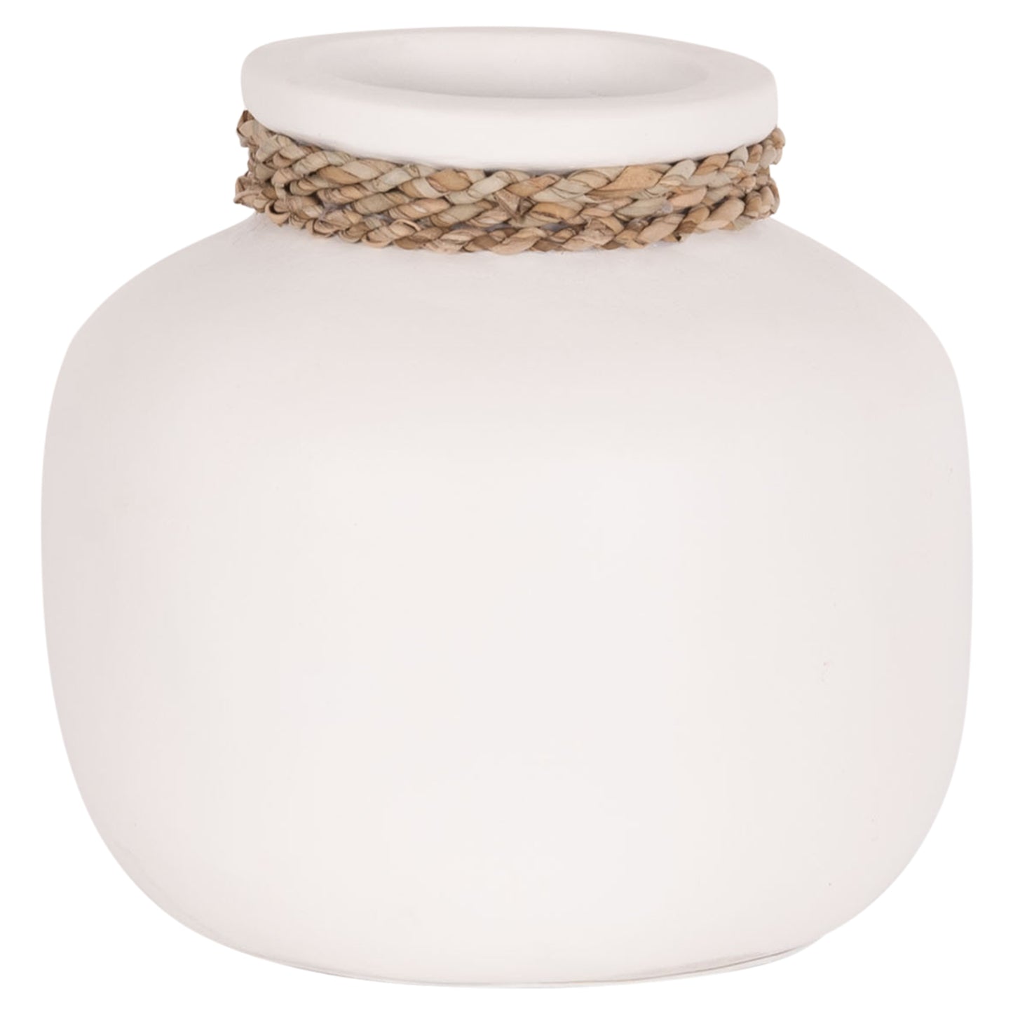 Table Decorative Vase Cammer Hm4687.02s Terracota In White--Φ22x20hcm.