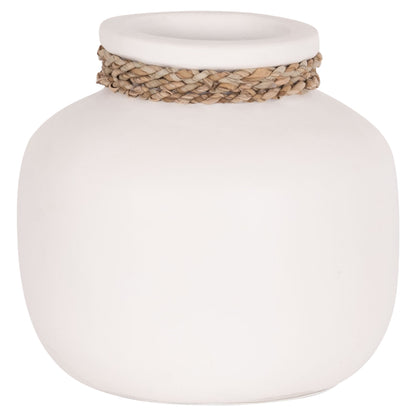 Table Decorative Vase Cammer Hm4687.02s Terracota In White--Φ22x20hcm.