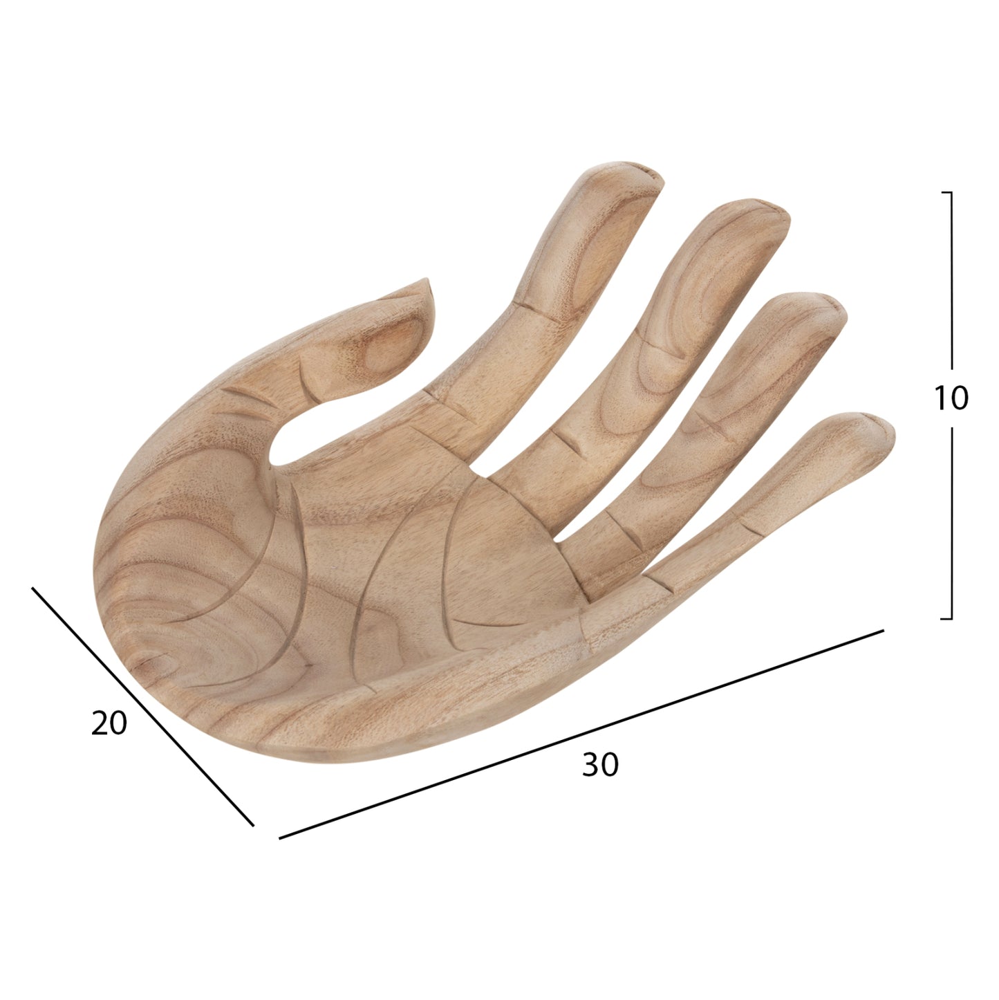 Table Decoration Left Hand Hm4278l Solid Albasia Wood In Natural 30x20x10hcm.