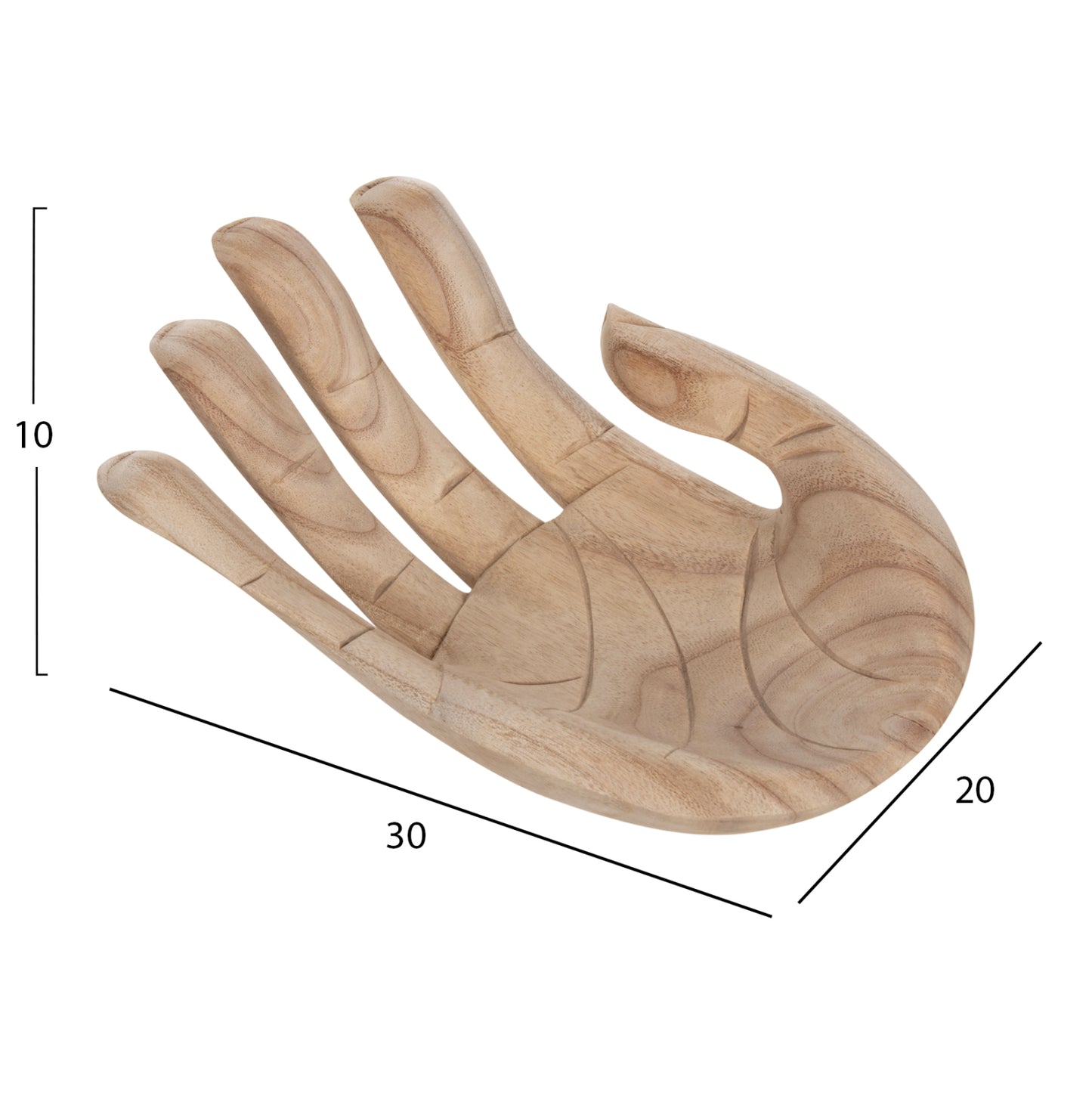 Table Decoration Right Hand Hm4278r Solid Albasia Wood In Natural 30x20x10hcm.