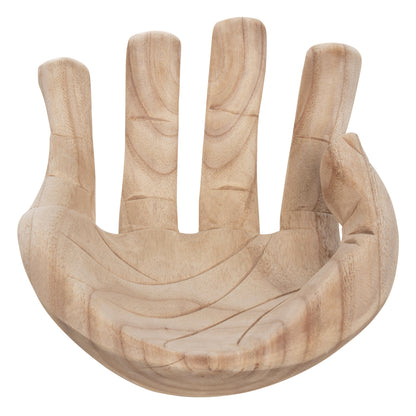 Table Decoration Right Hand Hm4278r Solid Albasia Wood In Natural 30x20x10hcm.
