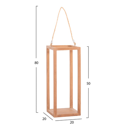 Decorative Table Lantern For Candles Fent Hm4582 Teak Wood In Natural 20x20x50-80hcm.